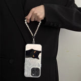 Lazy Black Cat Feather Phone Case For iPhone