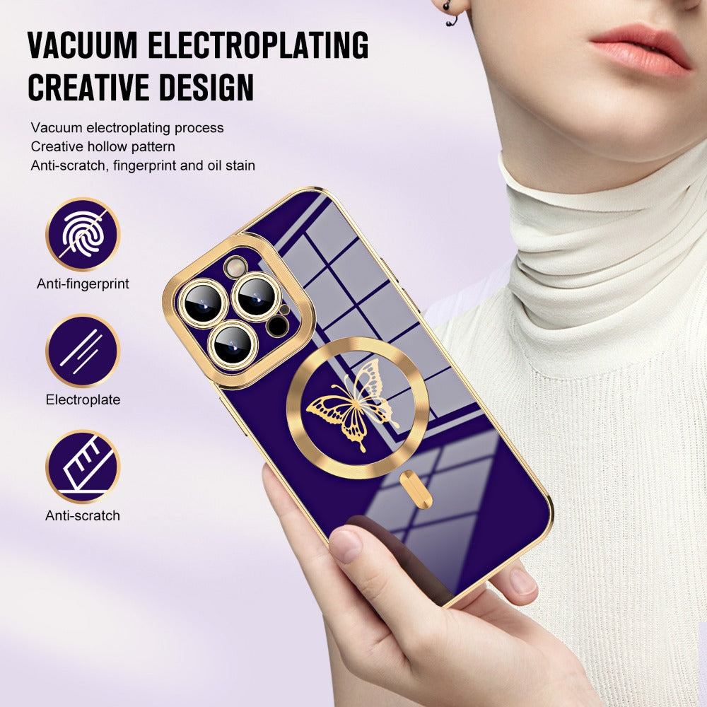 Electroplating Side Butterfly Phone Case for iPhone