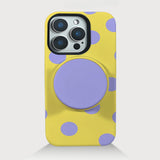 Yellow and Purple Dots 2 in 1 Magnetic Stand Phone Case For iPhone