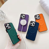 Plain Leather Magnetic Phone Case For iPhone