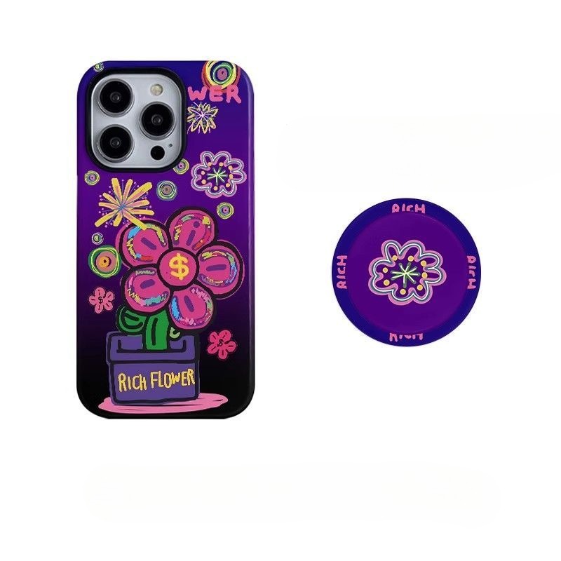 Purple Magnetic Bracket Phone Case For iPhone