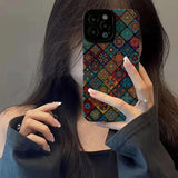 iPhone용 다채로운 다이아몬드 격자 토템 케이스 